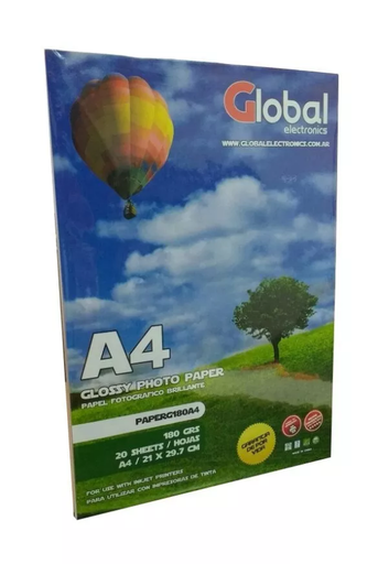 [649] Global PAPERG180A4-100 papel glossy en resma 100 hojas A4 180 grs
