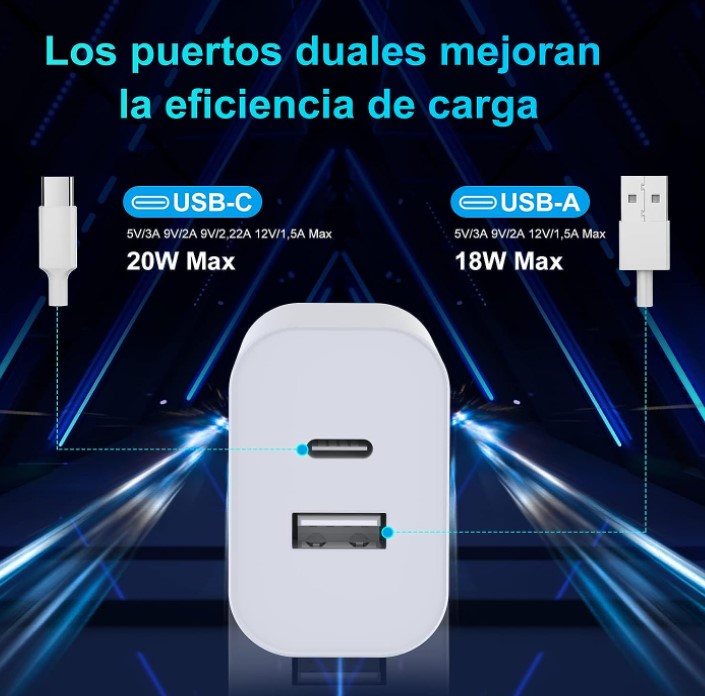 KOSMO KSM USB+C CARGADOR TURBO QC 20W - SALIDA USB Y TIPO C