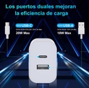 KOSMO KSM USB+C CARGADOR TURBO QC 20W - SALIDA USB Y TIPO C
