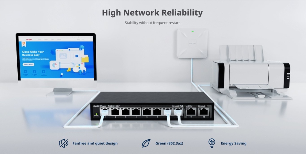 RUIJIE NETWORKS REYEE RG-ES205GC-P SWITCH ADMINISTRABLE NO POE 5 PUERTOS GIGABIT