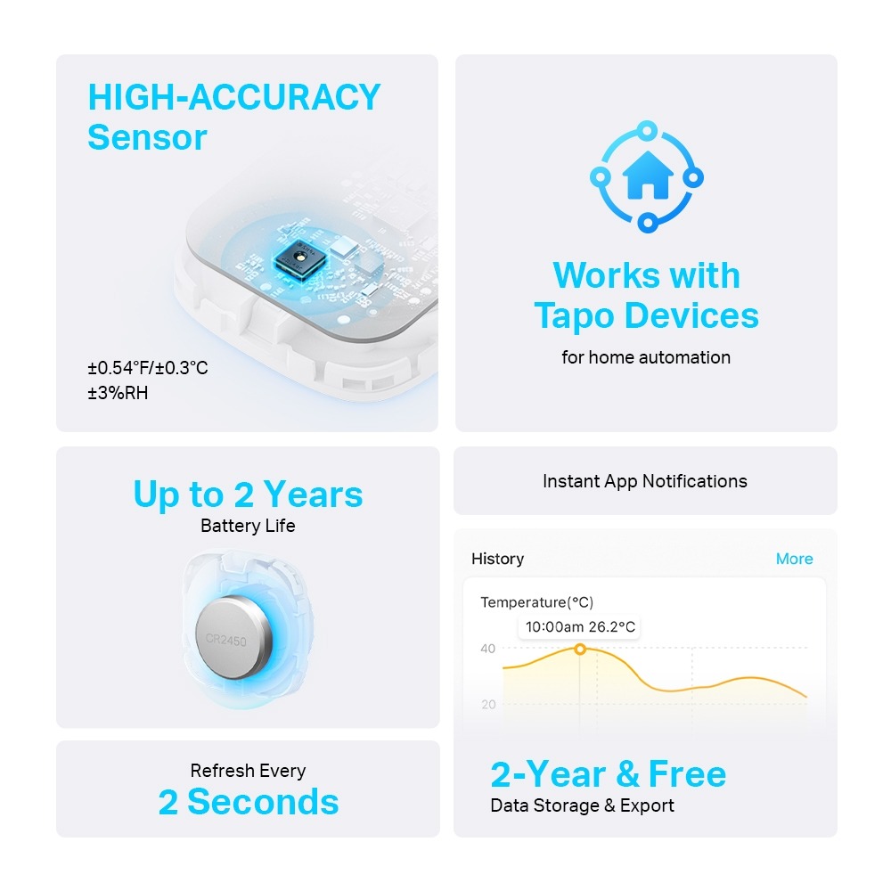 Tplink Tapo T310 Sensor De Temperatura Y Humedad Requiere Tapo Hub No Incluido