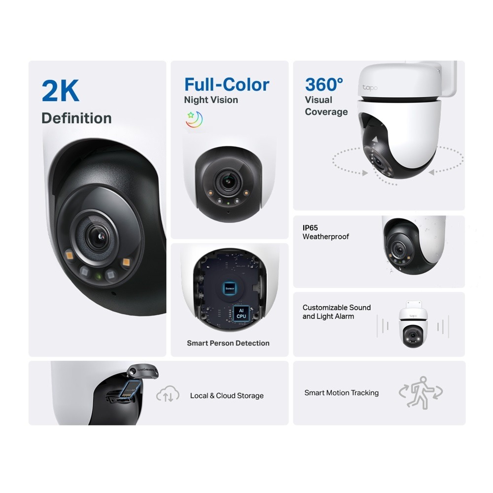 Tapo C510W Cámara Ip 2K Full Hd Movimiento Remoto Day/Night Exterior 