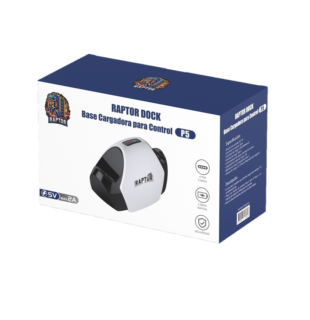 Raptor Base Cargadora Dock P/Control Ps5 Blanca