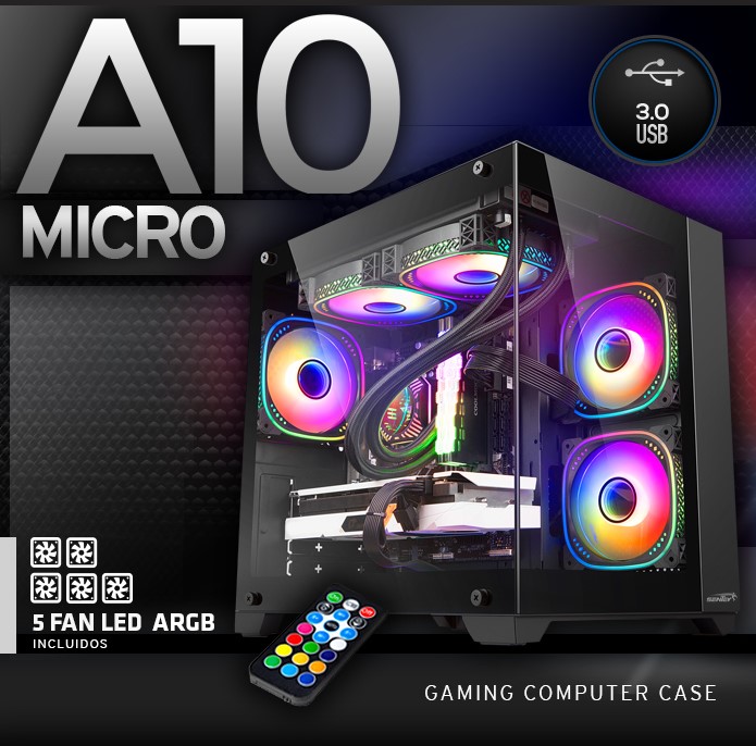 Sentey Gabinete Gamer A10 Vidrio Templado 5 Argb Cooler + Controladora