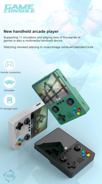 Consola de juegos portatil x6 + de 4200 juegos HD Nintendo Sega Family Mame Conexion TV Portatil recargable MODS-C05 - ST - 10K