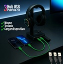 Netmak Nm-Hs430 Base Para Auricular Rgb + Hub 3 Usb