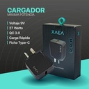 Xaea Mod10 Cargador Celular 220V 9V 27W - 1 Usb 3.0 + Cable Tipo C 