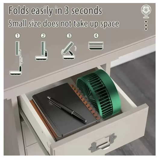 Mini Ventilador Portatil Recargable Extensible aluminio 20cm