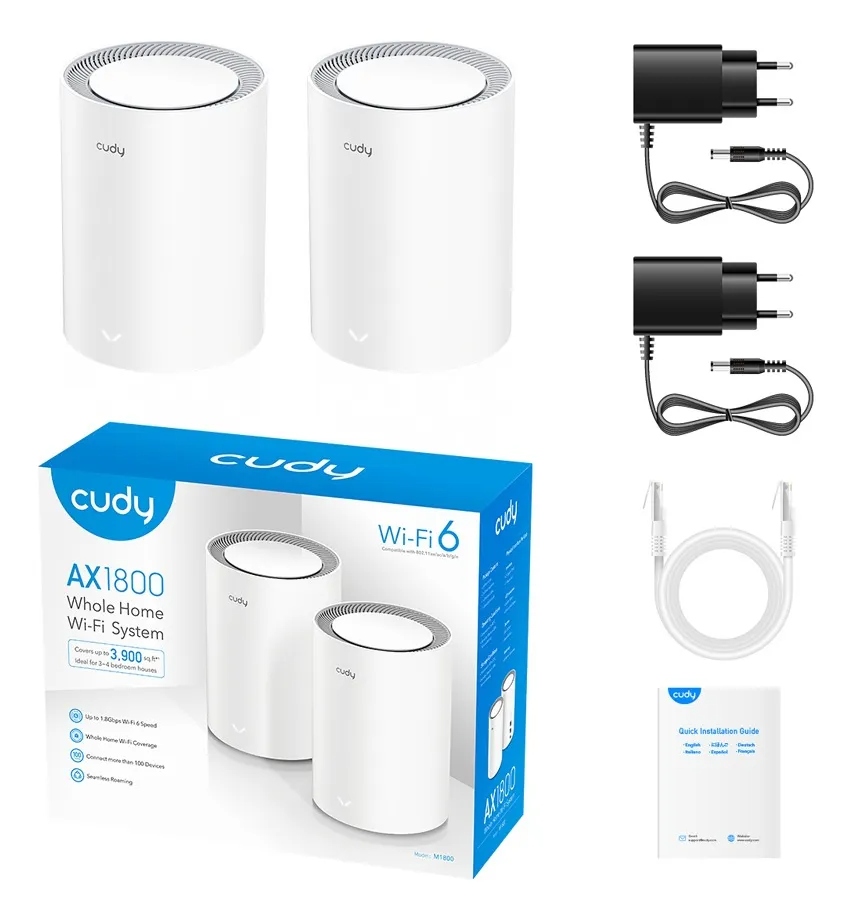 Cudy Access point Mesh ac1200 wifi whole home mesh solution pack x2 ax1800 m1800 dual band