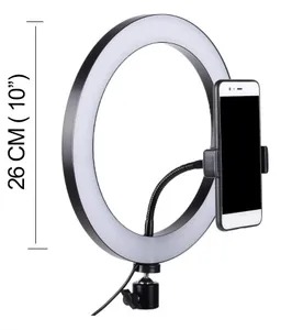 Aro De Luz Led 26Cm Selfie Con Base Regulable Soporte Celular 3 Intensidades