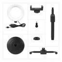 Aro De Luz Led 16Cm Selfie Con Base Regulable + 2 Pinzas Celulares 3 Intensidades Usb