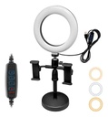 Aro De Luz Led 16Cm Selfie Con Base Regulable + 2 Pinzas Celulares 3 Intensidades Usb