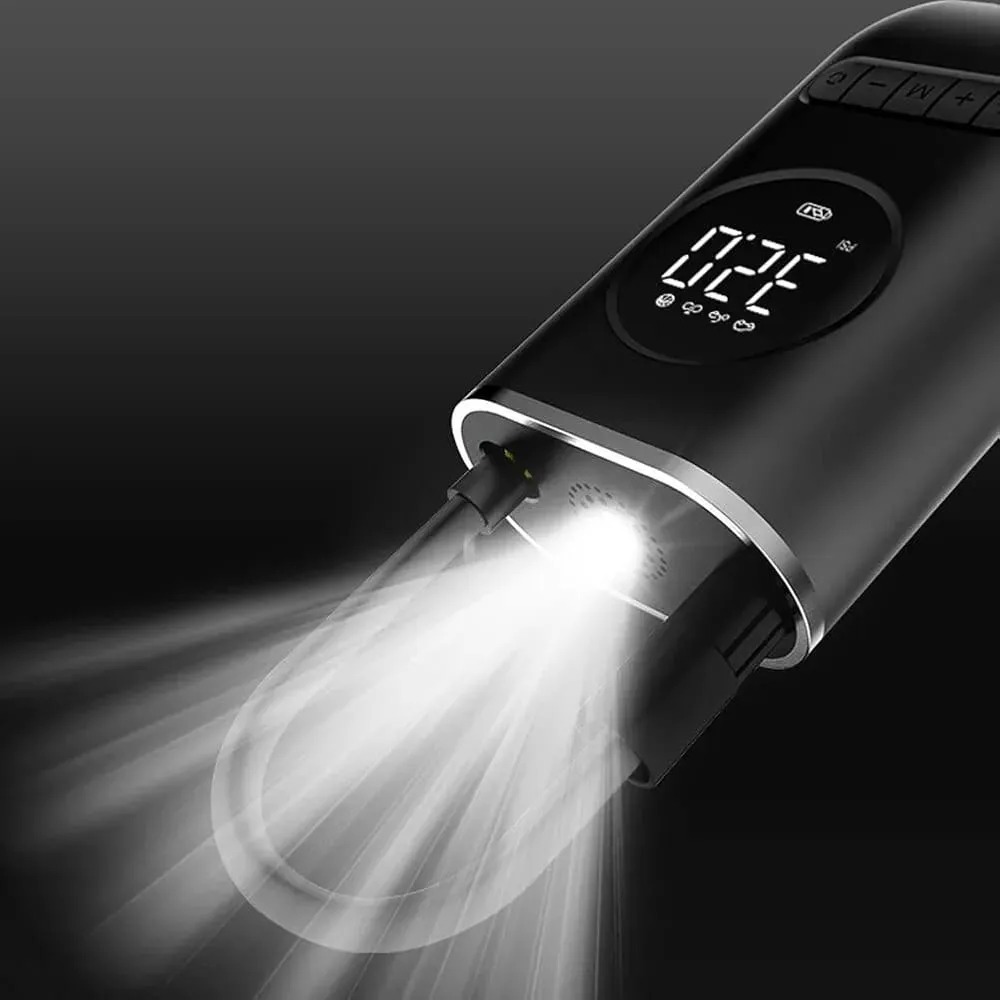 Inflador Compresor Portatil Recargable Linterna Usb 4000 Mah Psi 150 Max. 80W Negro