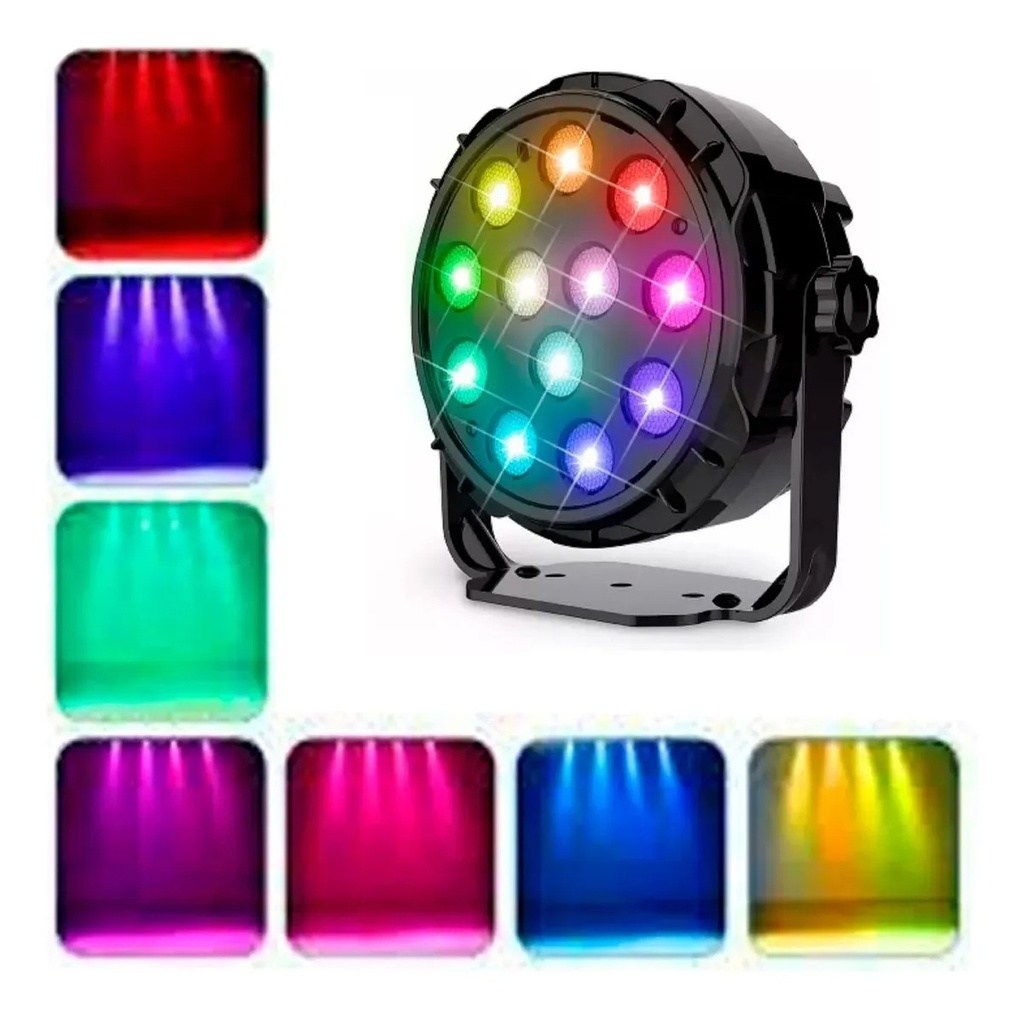 Mini Proton Luz Escenario 12 Led Rgb Dj  Efectos Multicolor Rotación 360° Om-1012
