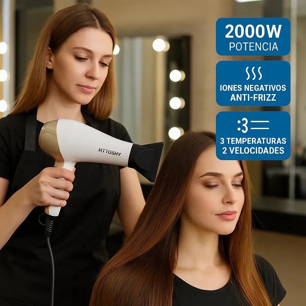 Secador De Pelo Hytoshy Con Iones Negativos 2000W  Alta Velocidad Ht-5001 