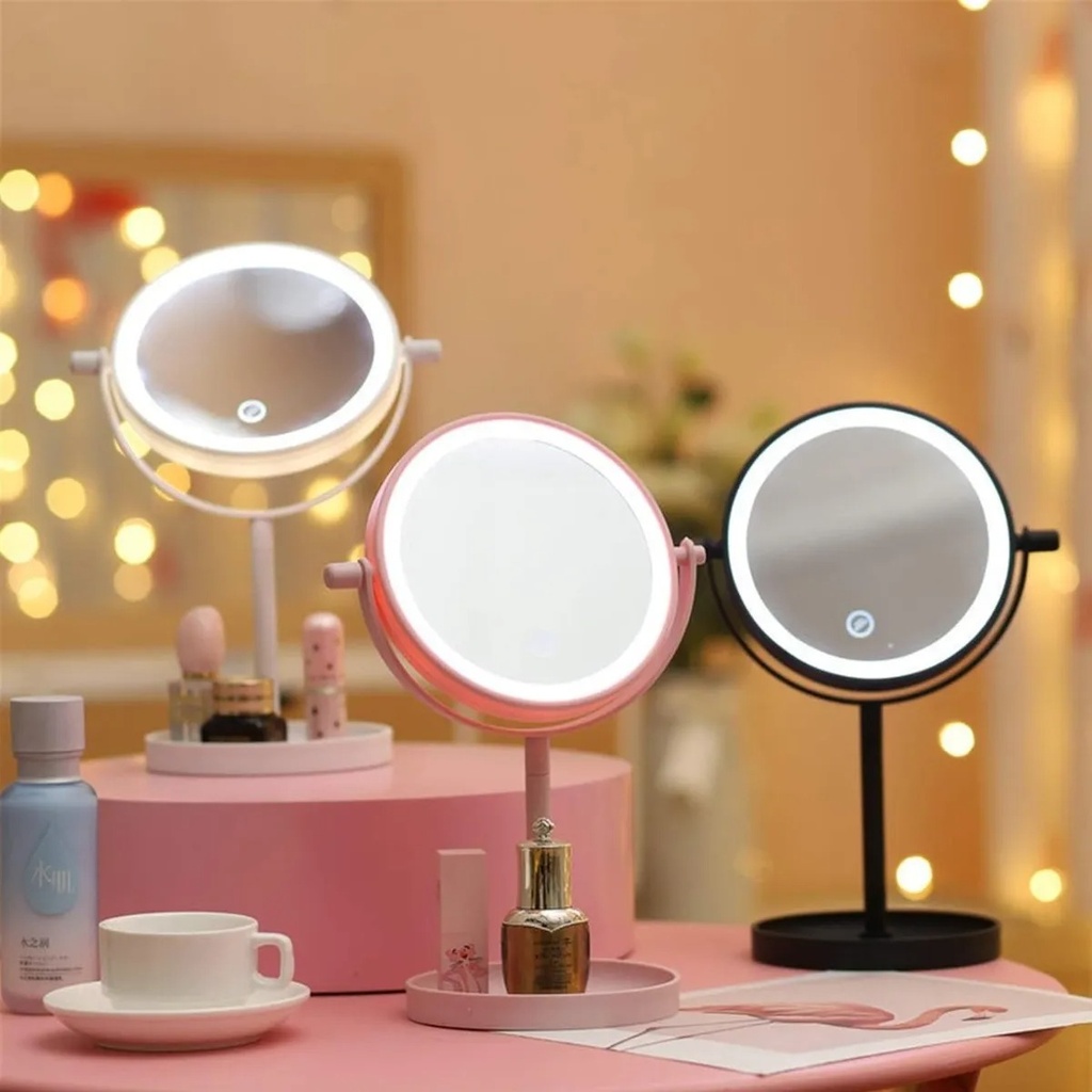 Espejo Táctil Led Con Base Y Rotación 180° (4x Aaa No Incluidas)