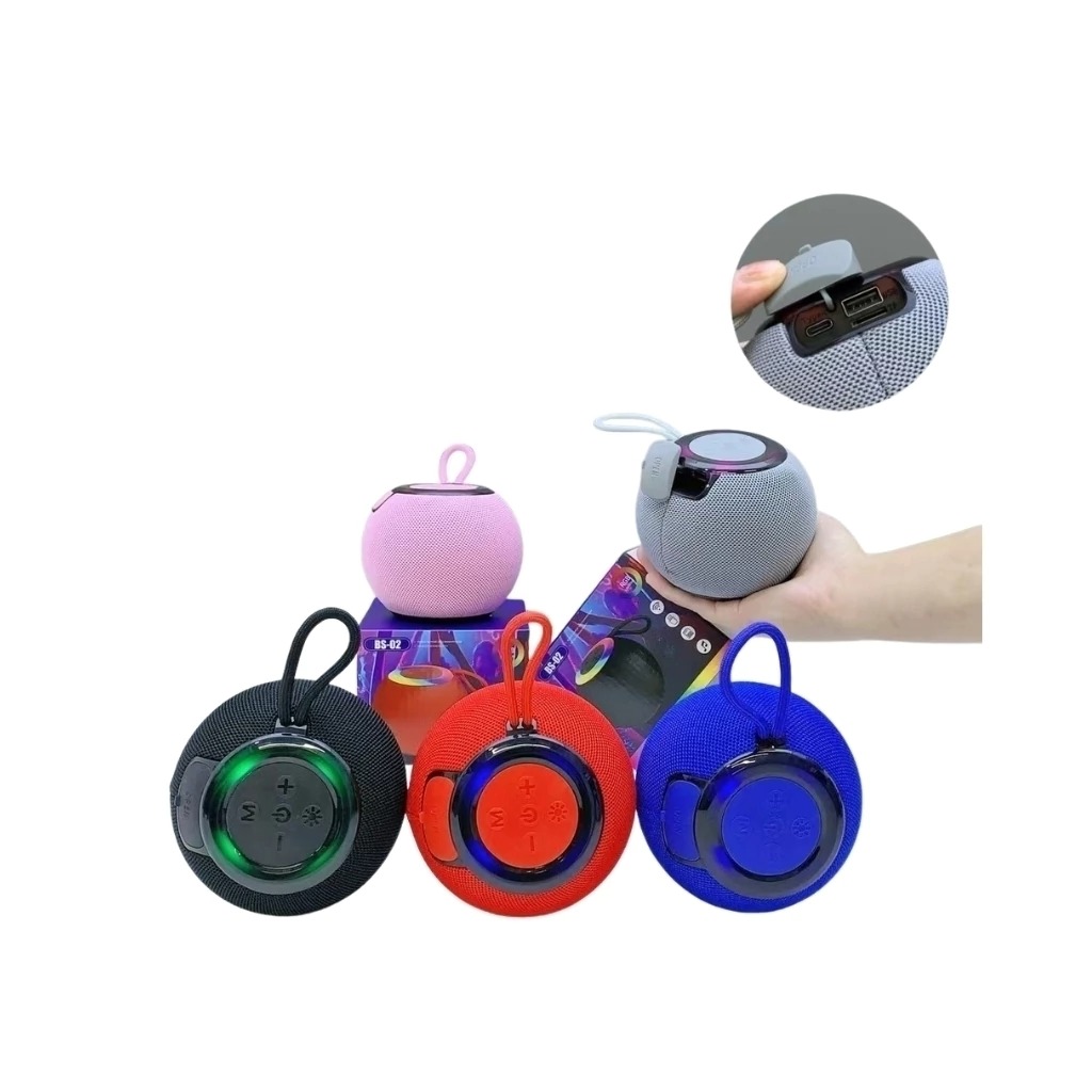 Parlante Portátil Bluetooth Rgb Carga Tipo C Usb/Microsd/Fm Bs-02
