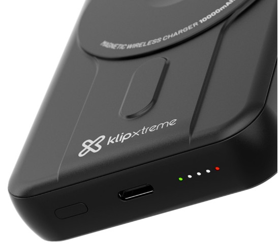 Klipxtreme power bank 10.000 mah wireless charging + usb c out kpb-600