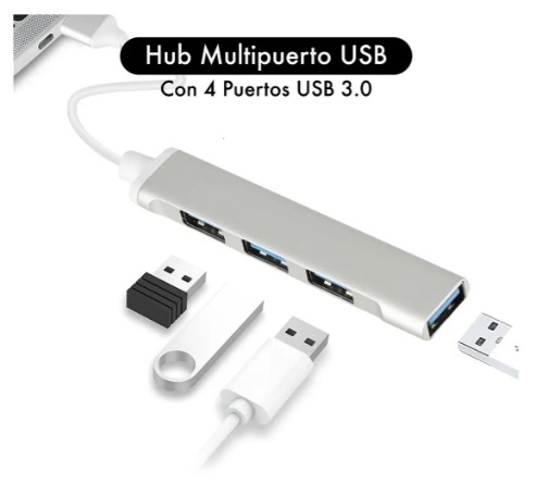 Xaea Hub de Puertos 4 Bocas c/Cable USB Modv-0011 – Varios – Plateado