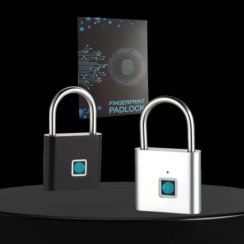Candado Con Lector Huella Digital Recargable Usb Plateado