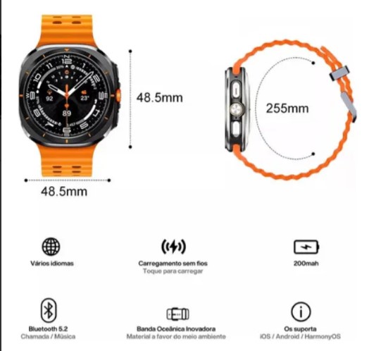 Smartwatch GT7 Ultra Black fitness App