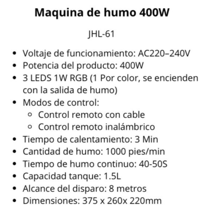 Jahro jhl-61 maquina de humo 400w
