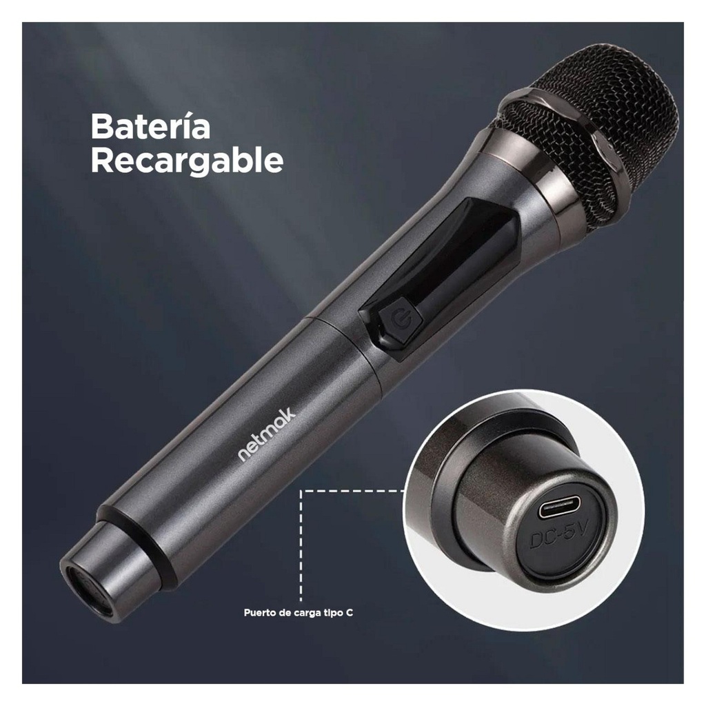 NETMAK NM-MC23 MICROFONO INALAMBRICO RECARGABLE