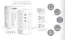 Trefi Trfptorr 12 tomas + 3 usb + 2 usb tipo c prolongador zapatilla multiple