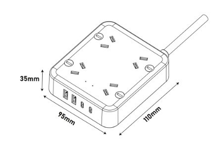 Trefi Trfpbase 4 tomas + 2 usb+ 2 usb tipo c prolongador zapatilla multiple 4 tomas + 2 usb + 2 usb tipo c