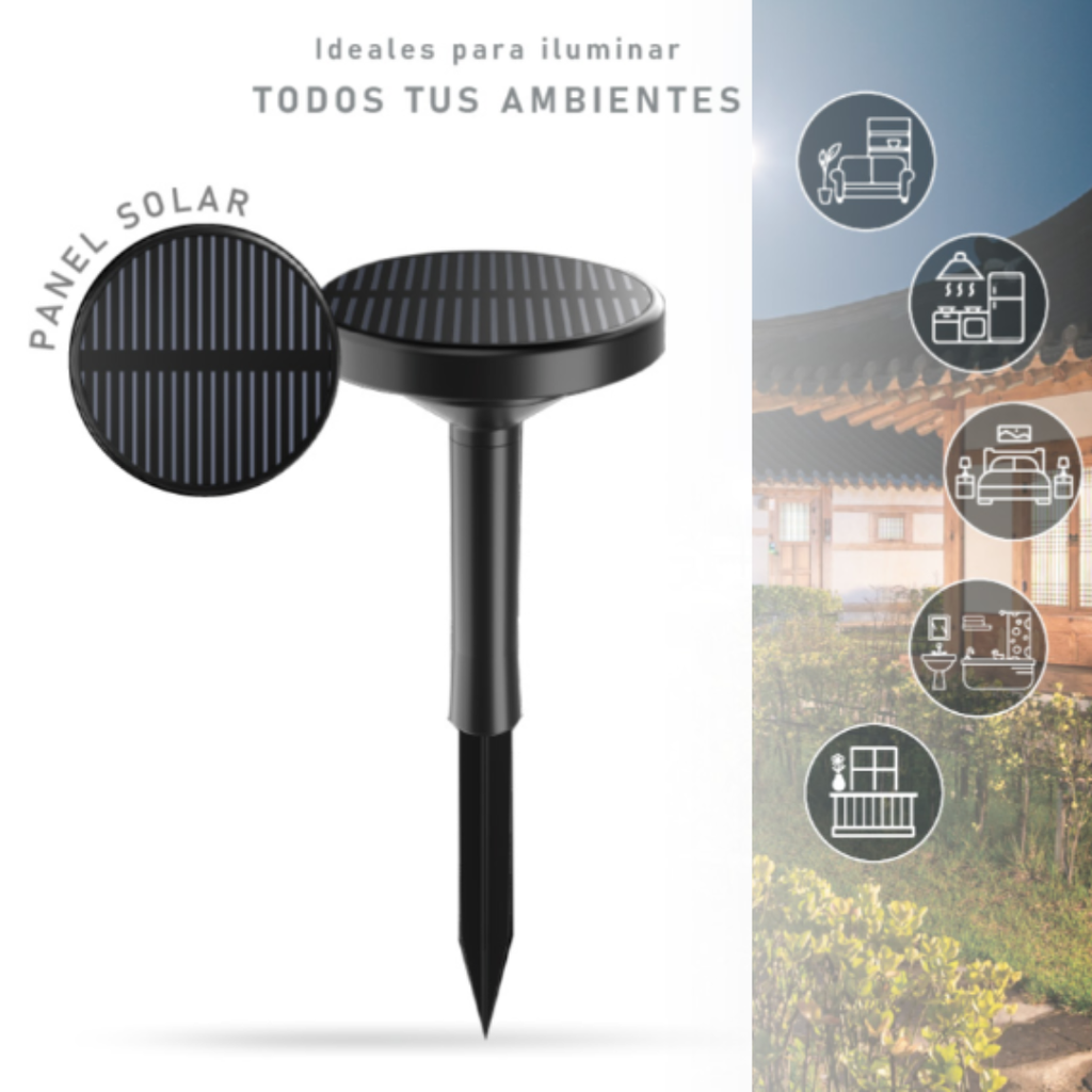 Trefi Estaca Solar 3 Intensidades 1.5W Exterior Ip65 Abs+Pc 150Lm Con Sensor Nocturno Autonomía 6-12Hs