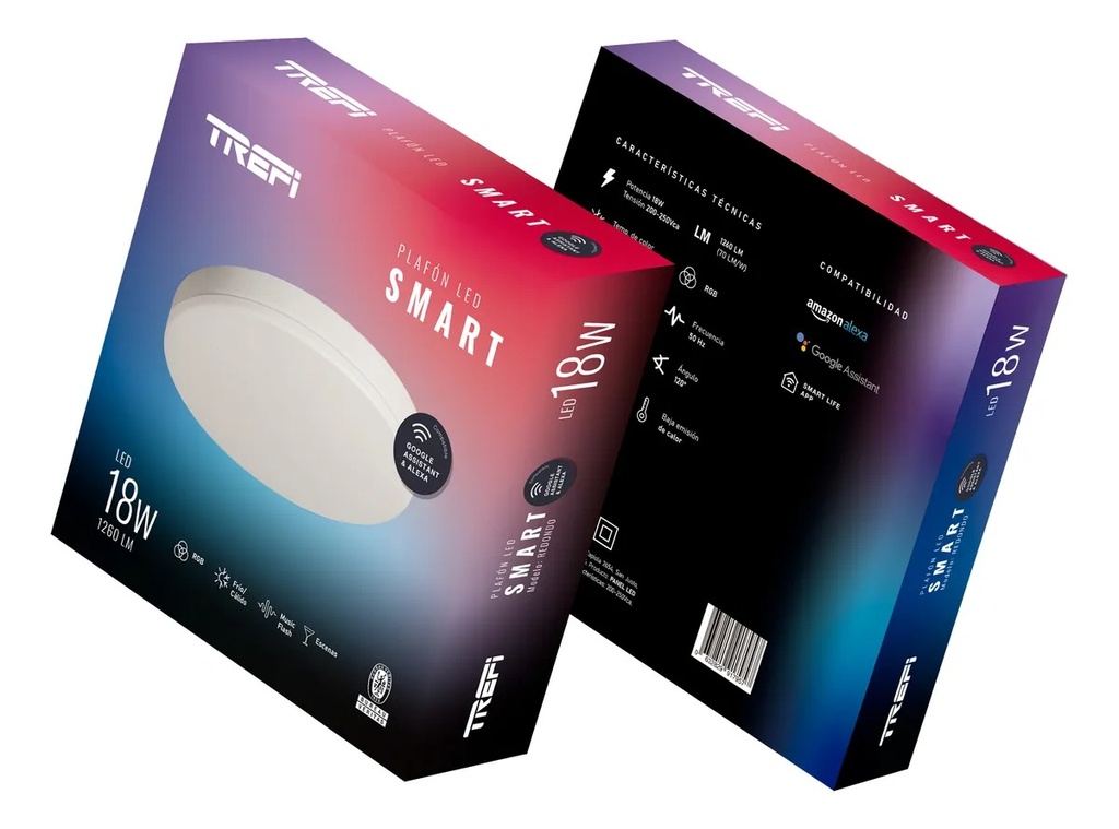 Trefi Plafon Led Smart Redondo Luz Rgb + Blancos 18W 1260Lm Compatible Con Alexa/Google/Smart Life