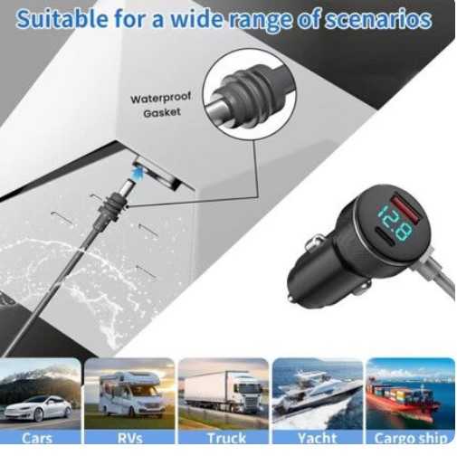 Xaea cargador 12v USB tipo C + Starlink 3 mts