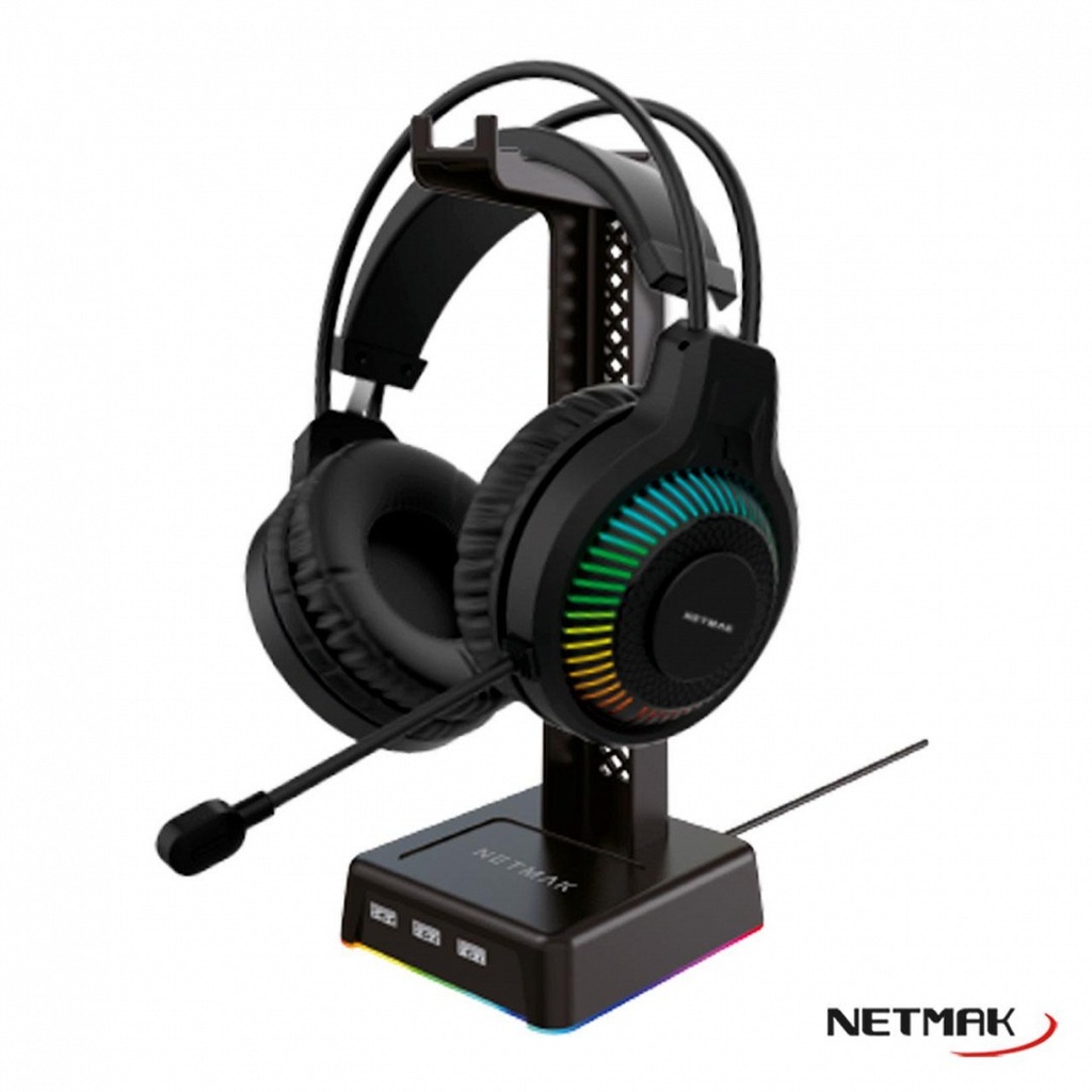 Netmak Nm-Hs430 Base Para Auricular Rgb
