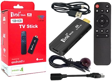 CONVERSOR Tv Stick Reproductor Multimedia Tv98 H313 1Gb 8Gb 1080P Dualband Android 12 Compatible Magis Tv Con Control Remoto - Funciona Por Usb