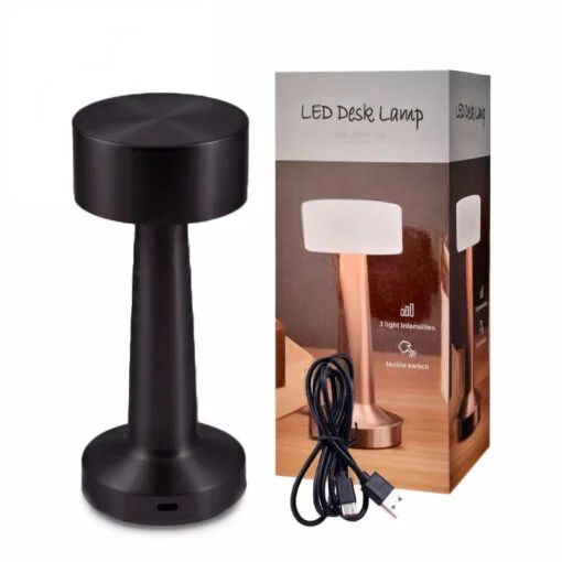 Velador Touch 23C Lampara Mesa Negro Recargable Calido Neutro Frio 5V Usb