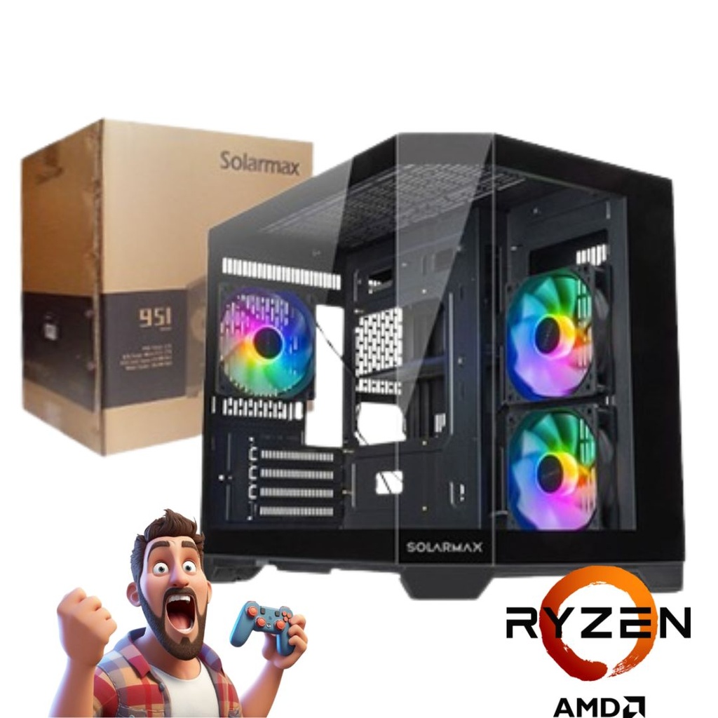 Pc Armada Amd Gamer Ryzen 5 5600Gt 32Gb 500Gb Fuente 750W 80+ Bronze + Gabinete Solarmax B951+  Sistema