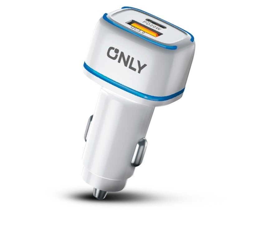 Only Cargador 12V Gear 4.8A 1 Usb + 1 Tc + Cable Tipo C Mods-504Gear  Blanco