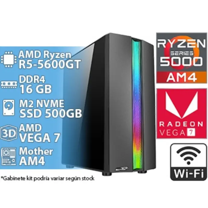 Pc Gamer Sentey Amd Rryzen 5 5600Gt 16Gb Ddr4 500Gb Nvme Vega Graphics Wifi Vga Hdmi Sin Sistema 