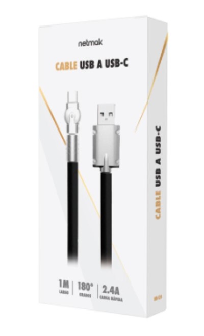 Netmak Nm-124 Cable Usb A Usb-C Con Punta Giratoria