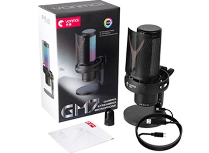 Microfono Yanmai Gm7 Usb Direcional Cardioide 16/24Bit Salida Auricular Plug 3.5Mm En El Microfono Con Condensador Rgb Incluye Soporte Cable Usb Tipo C A Usb Y Adaptador Usb A Tipo C