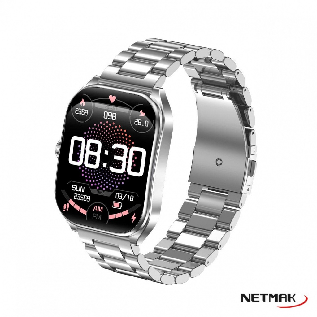 NETMAK NM-DYNAMIC-S SMARTWATCH BT 5.3 CURVO METALICO