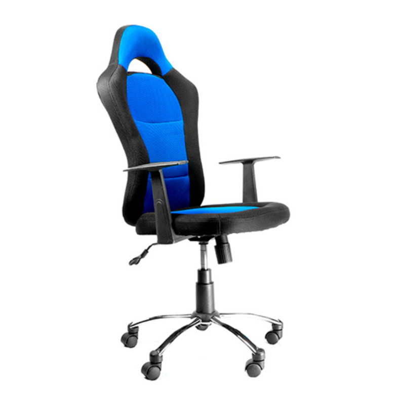 Silla Gamer Drakon Xtech Negro-Azul Con Respaldo Alto Estilo Deportivo