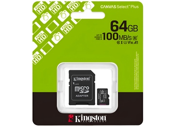  Kingston Memoria Micro Sd 64Gb Canvas Clase 10 Con Adaptador