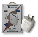Kosmo Cargador Celular Carga Rapida 220V 5V 3.3A Cable Tipo C  + 3 Usb Ks-18L C
