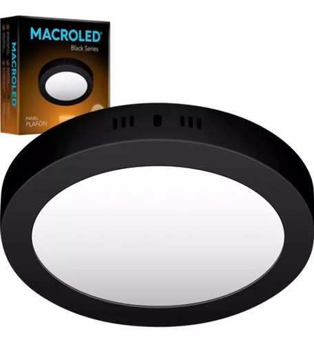 Macroled Npr12Ww - Plafon Led Aplicar Circular Negro 12W Calido 3000K