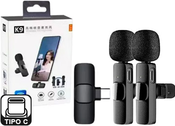Microfono K9 Lavalier Usb X2 Unidades Solo Telefonos Usb Tipo C Bluetooth Entrevistas Periodiosmo Aire Libre Android  Tp-18794