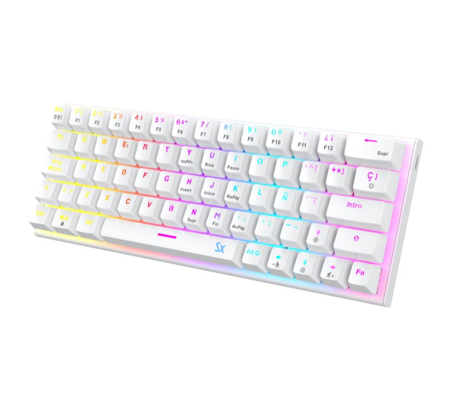 Solarmax Teclado Mecanico Gamer 60% Español Usb Blanco Gmkb76Cw Switch Red