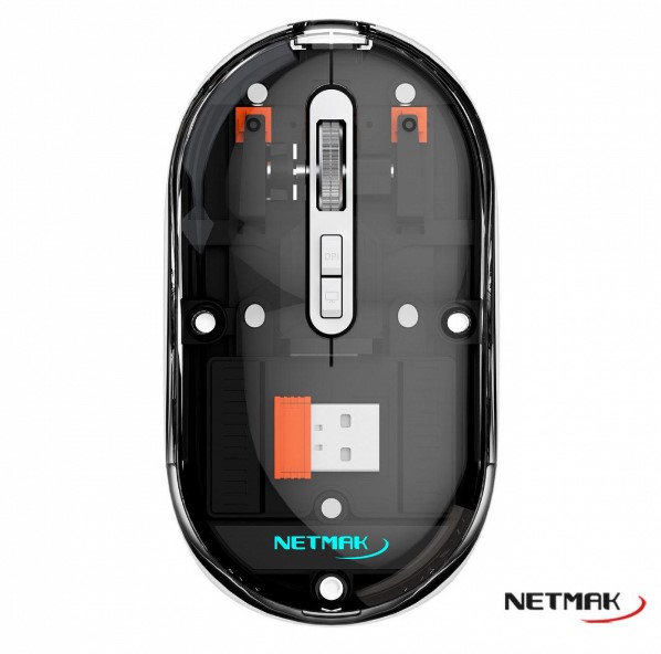 Netmak Nm-M670 Mouse Transparente 2.4Ghz Bluetooth 5.0 Negro