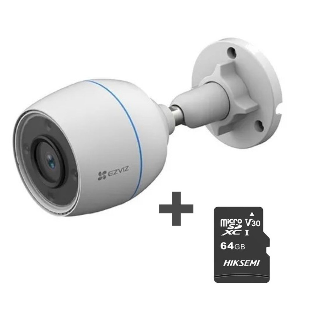 Combo Camara Ezviz H3C 1080P 2Mpx Color Vu Wifi Exterior + Microsd 64Gb
