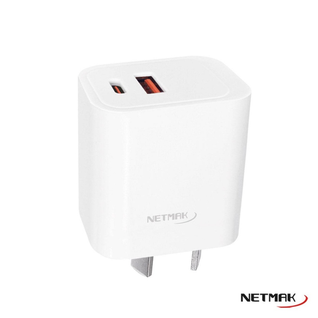 NETMAK NM-CP7 CARGADOR DOBLE QC USB + PD USB-C 20W